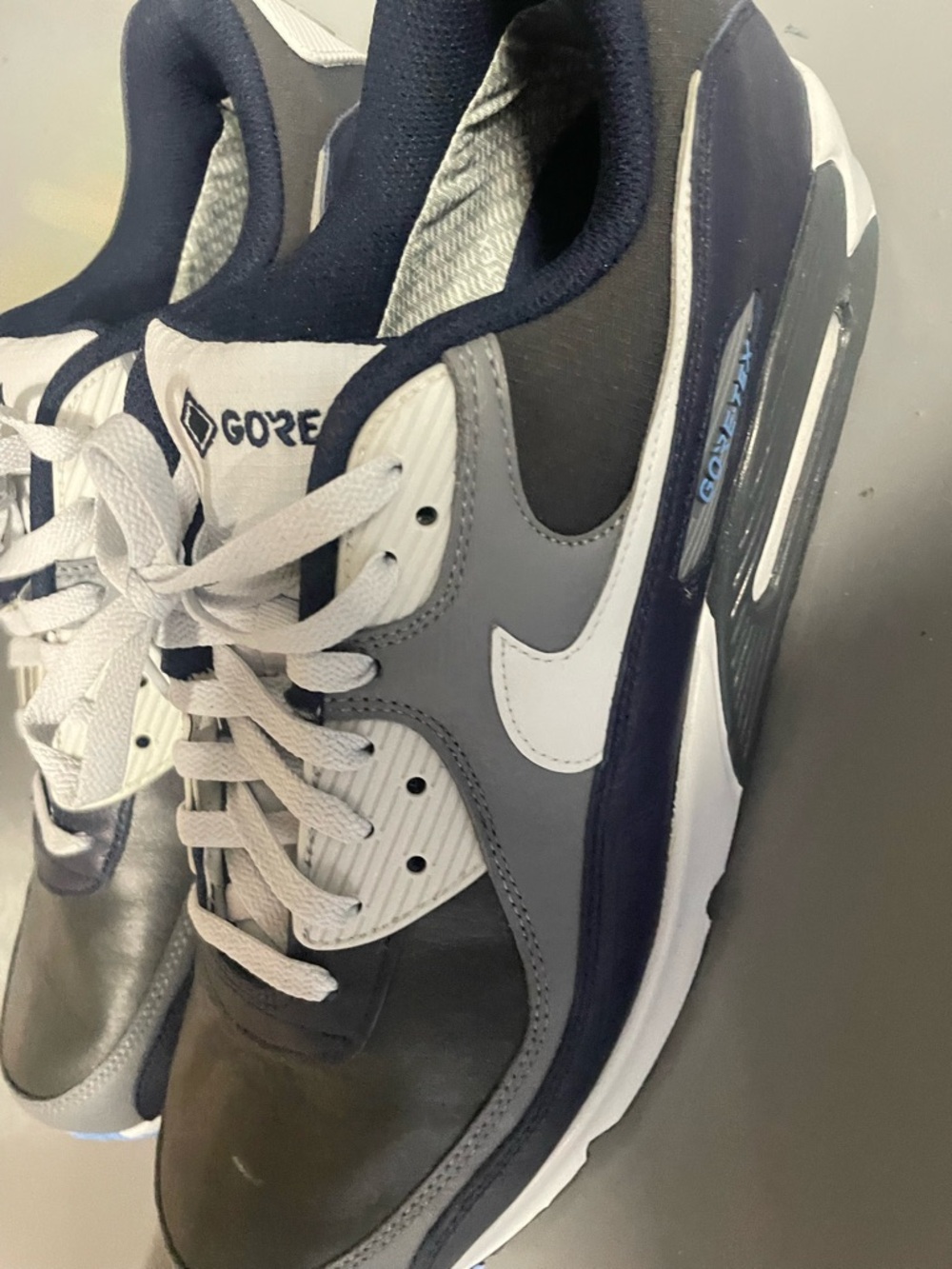 Nike Air Max 90 GORE-TEX Men's Navy and Gray Athletic Sneakers size 14